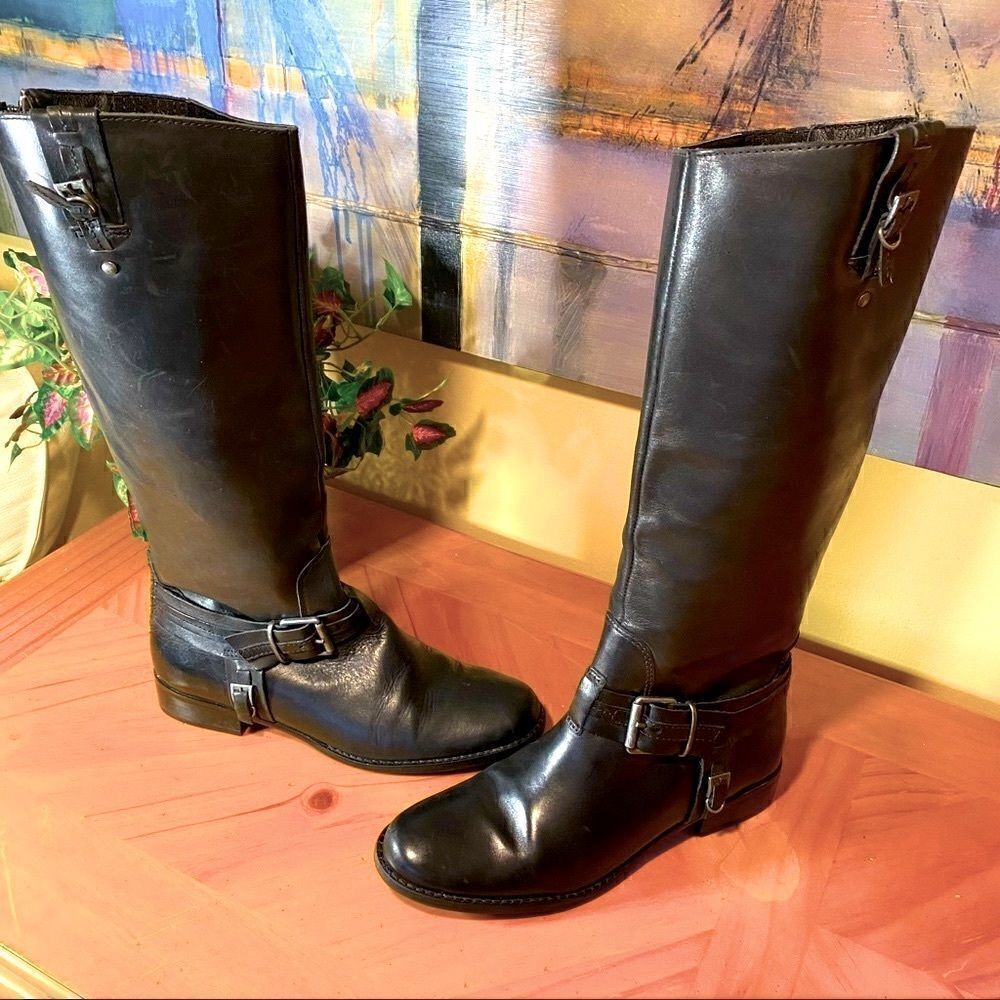 MATISSE BLACK LEATHER FLASHBACK RIDING BOOTS-MINT CONDITION 8M
